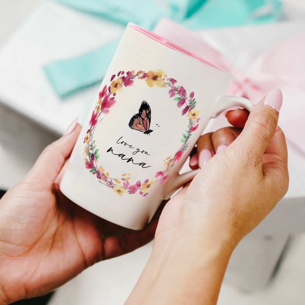 Coffee Mug, Latte Cup, Nana - watercolor floral art by Amylee Weeks